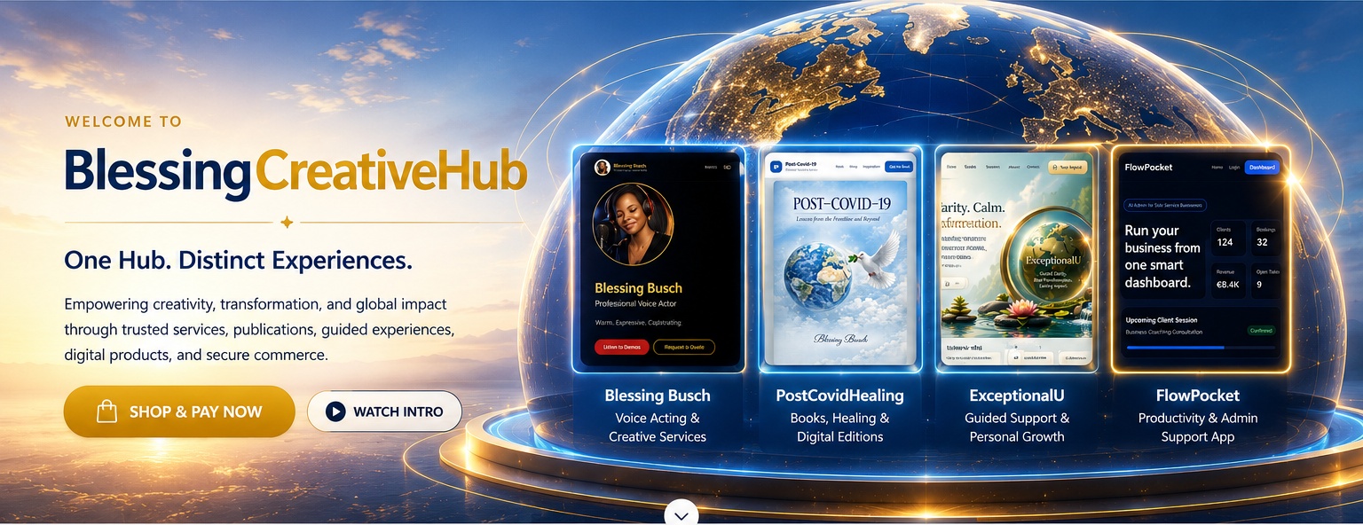 BlessingCreativeHub premium global platform with connected brand interfaces
