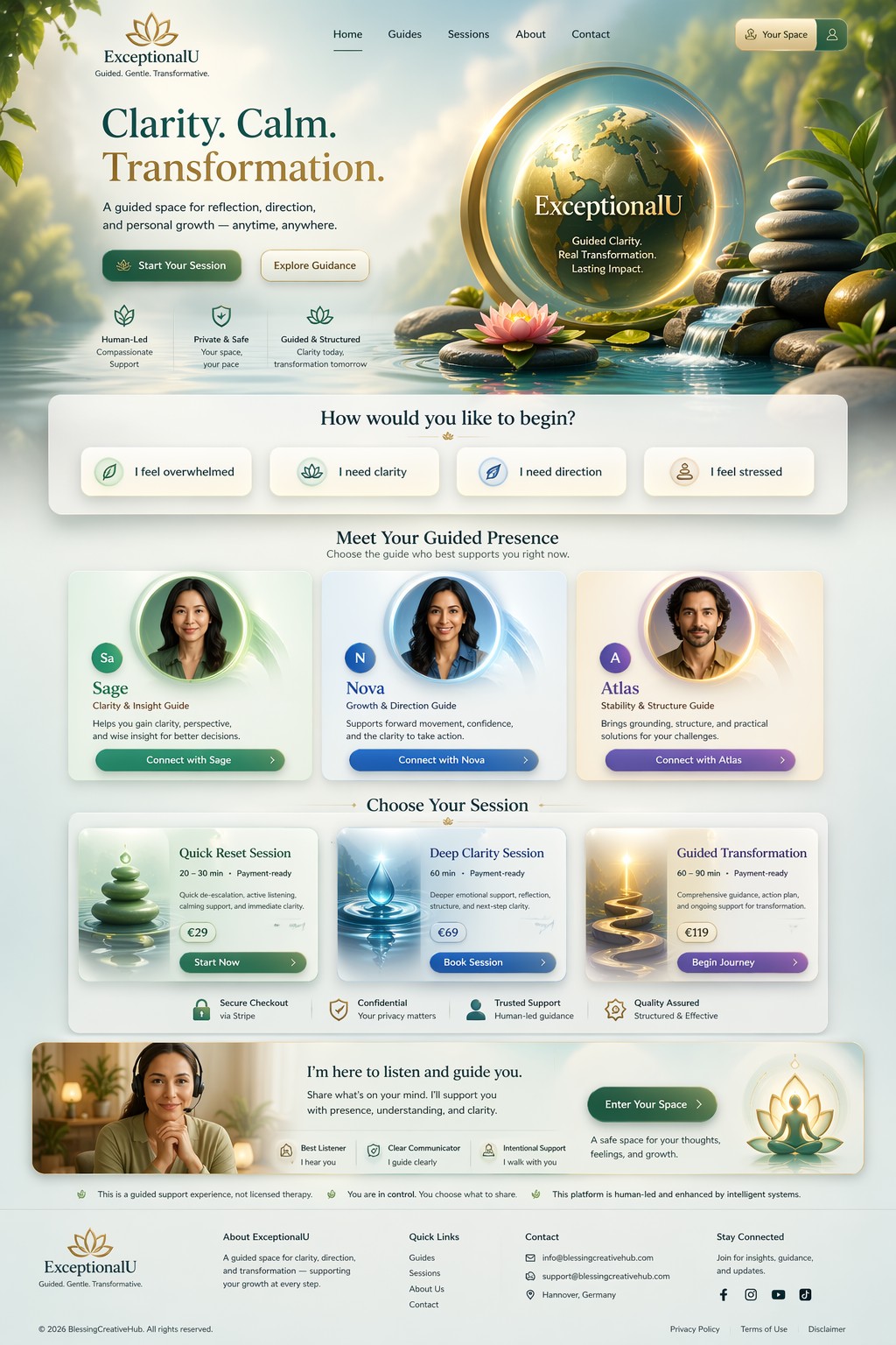 ExceptionalU guided clarity and transformation website preview